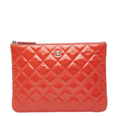 シャネル マトラッセ ココマーク クラッチバッグ オレンジ エナメル レディース CHANEL 【中古】